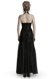 Gothic Black Lace Strapless Maxi Gown with Sequin Details