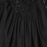 Gothic Black Lace Strapless Maxi Gown with Sequin Details