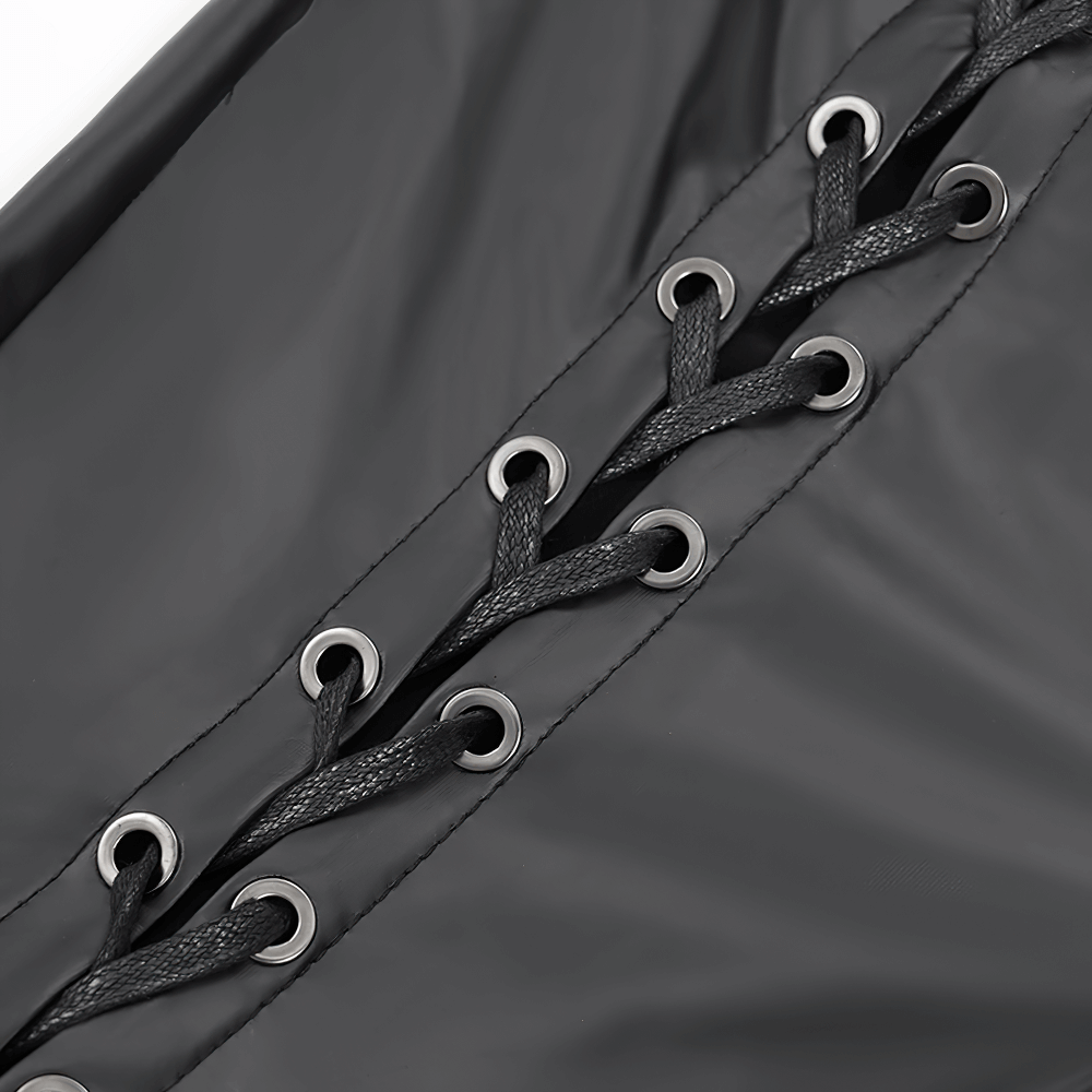Gothic Black Lace-Up Trousers with Grommet Accents and Ties
