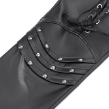Gothic Black Lace-Up Trousers with Grommet Accents and Ties