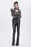 Gothic Black Lace-Up Trousers with Grommet Accents and Ties