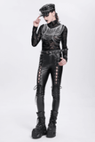 Gothic Black Lace-Up Trousers with Grommet Accents and Ties