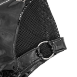 Gothic Black Leather Mesh Shorts / Sexy Zipper Chains