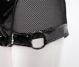 Gothic Black Leather Mesh Shorts / Sexy Zipper Chains