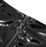 Gothic Black Leather Mesh Shorts / Sexy Zipper Chains