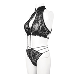 Gothic Black Lingerie for Women: Transparent Lace Two-Piece