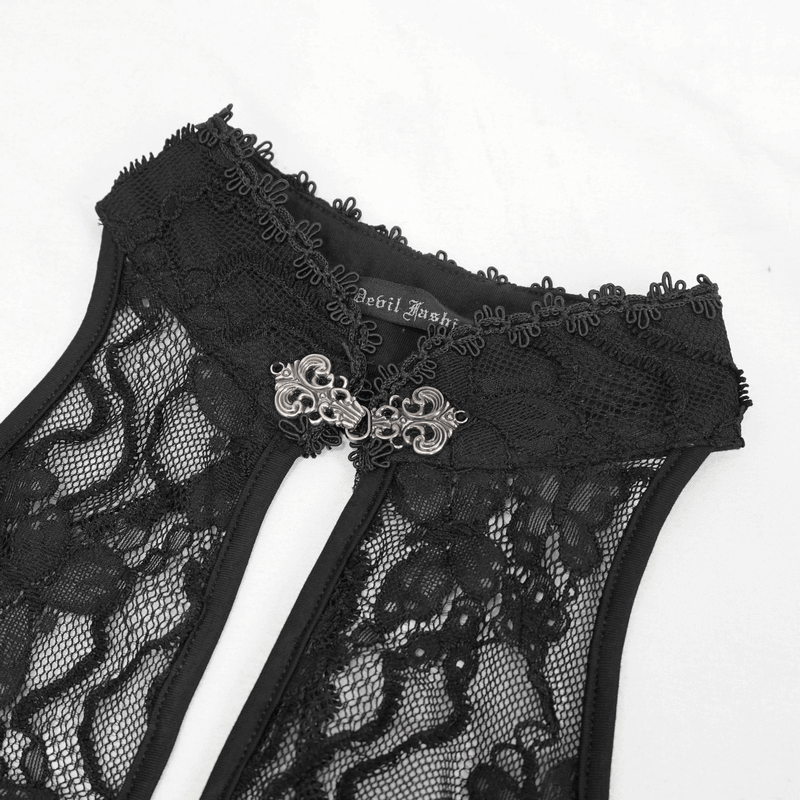 Gothic Black Lingerie for Women: Transparent Lace Two-Piece