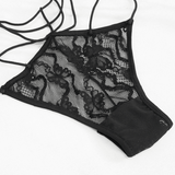 Gothic Black Lingerie for Women: Transparent Lace Two-Piece