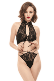 Gothic Black Lingerie for Women: Transparent Lace Two-Piece