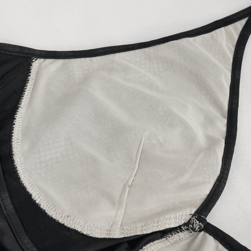 Gothic Black One-Piece Swimsuit with Metal Loops