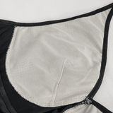 Gothic Black One-Piece Swimsuit with Metal Loops