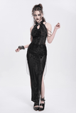 Gothic Black Sheer Dress with Chain Shoulder Accent Detail