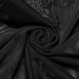 Gothic Black Sheer Mesh Skeleton Feather Lace Top