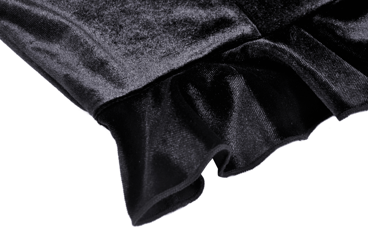 Gothic Black Velvet Top With Puff Sleeves and Lace-up Design