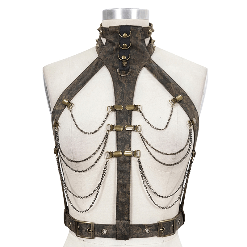 Gothic Body Harness Adorned with Metal Chains