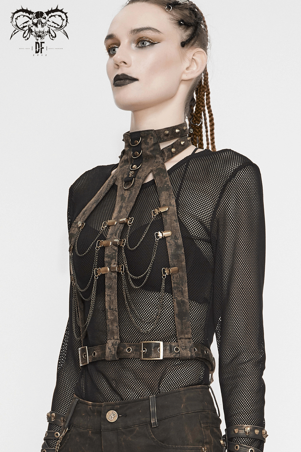 Gothic Body Harness Adorned with Metal Chains
