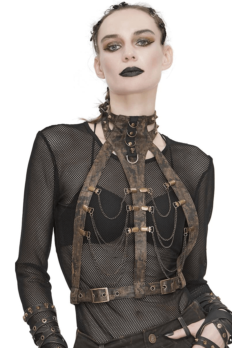Gothic Body Harness Adorned with Metal Chains