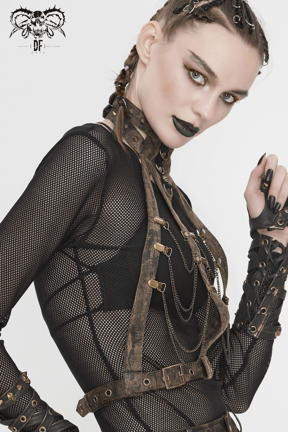 Gothic Body Harness Adorned with Metal Chains