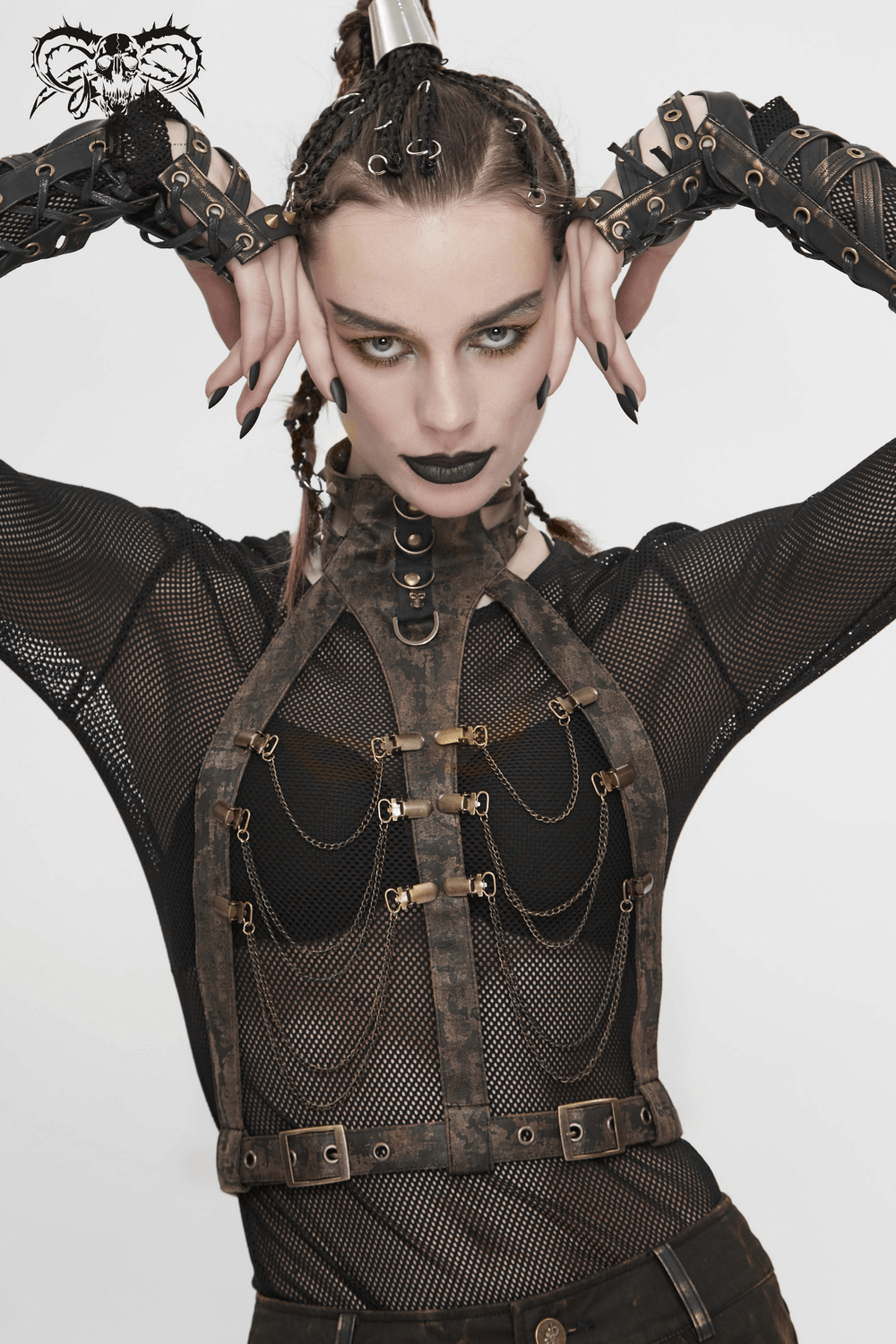 Gothic Body Harness Adorned with Metal Chains