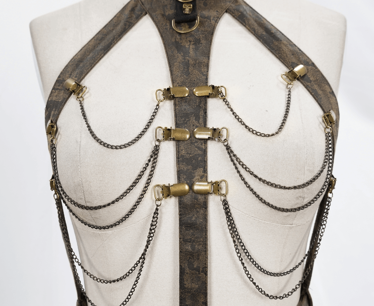 Gothic Body Harness Adorned with Metal Chains