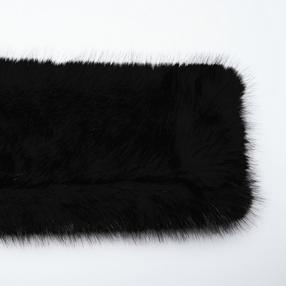 Gothic Cropped Faux Fur Jacket with Zipper and Rivet Details