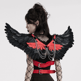 Gothic Demon Feather Wing Harness with Chains