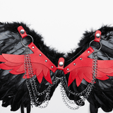 Gothic Demon Feather Wing Harness with Chains