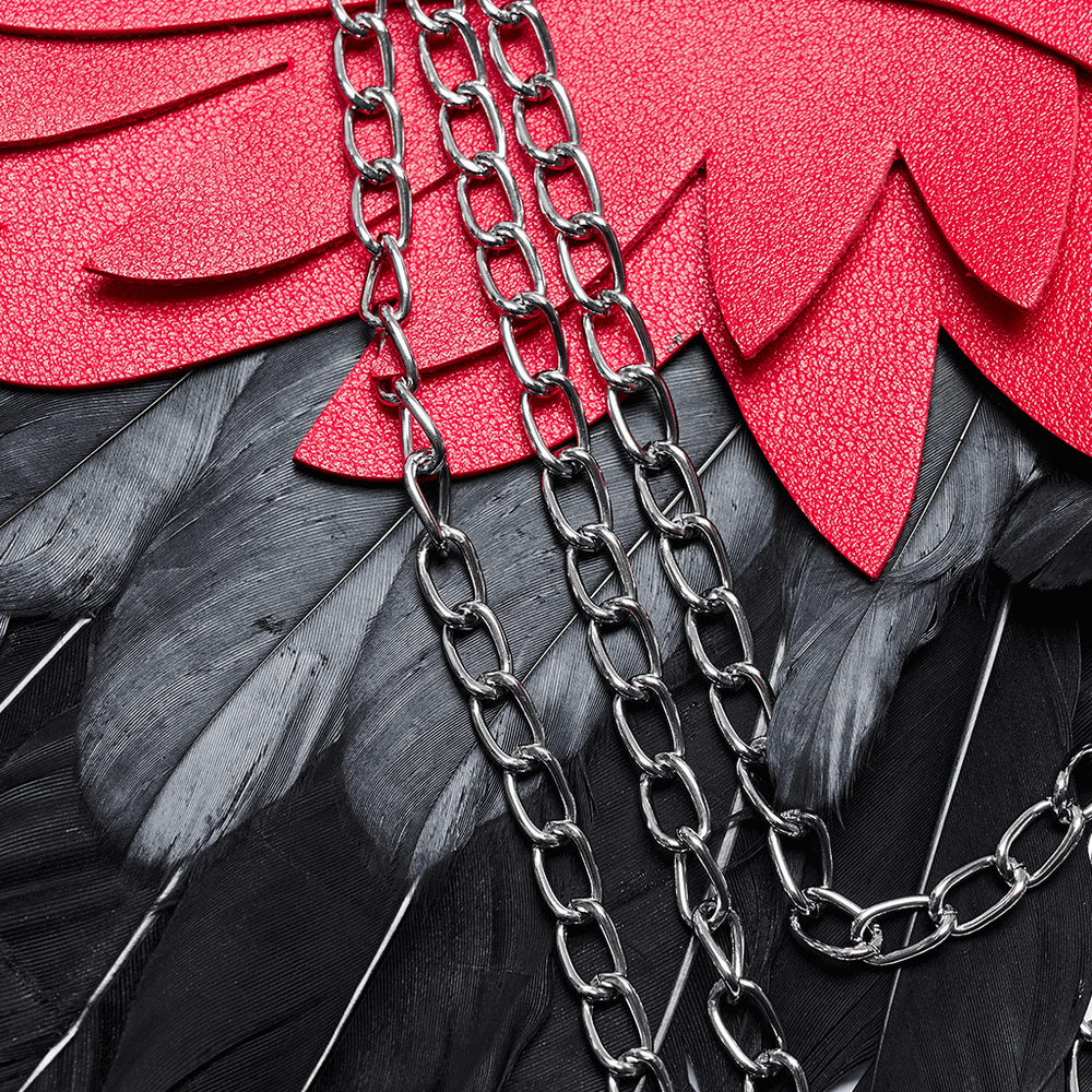 Gothic Demon Feather Wing Harness with Chains