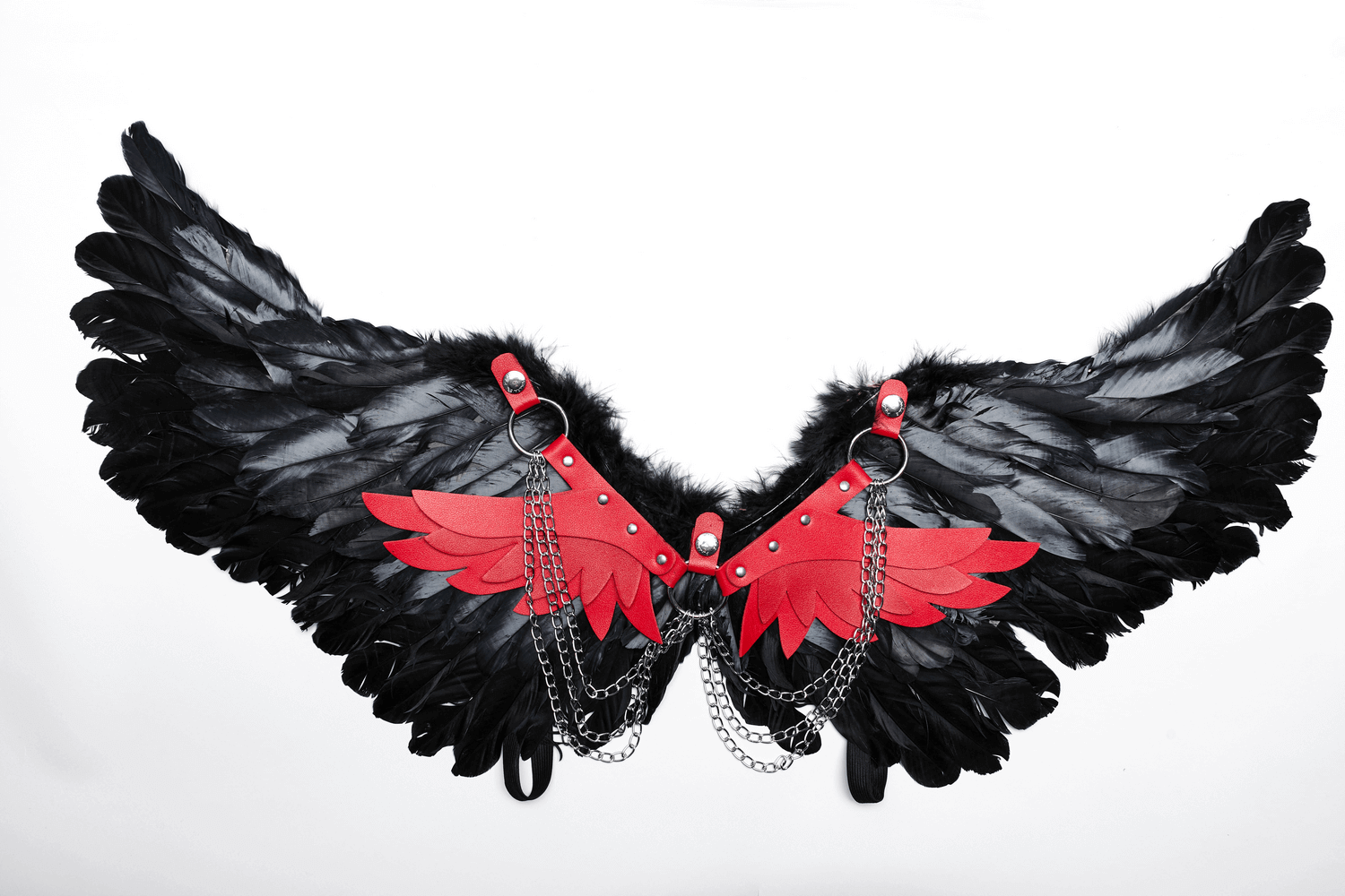 Gothic Demon Feather Wing Harness with Chains