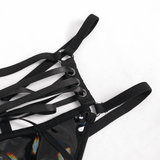 Gothic Faux Leather Lingerie Set / Black Bra and Panties