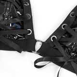 Gothic Faux Leather Lingerie Set / Black Bra and Panties