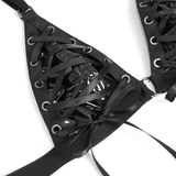 Gothic Faux Leather Lingerie Set / Black Bra and Panties