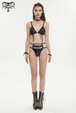 Gothic Faux Leather Lingerie Set / Black Bra and Panties