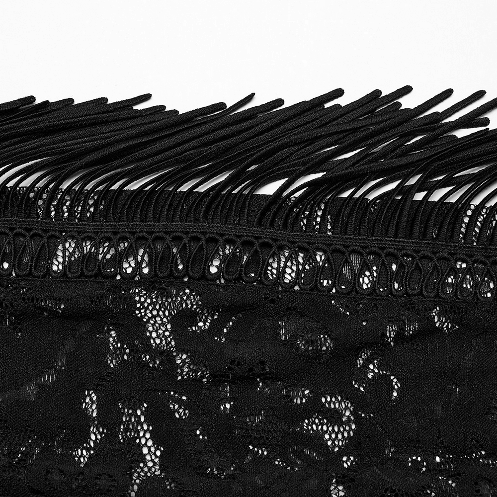 Gothic Flare Pants in Stylish Black Lace with Fringe