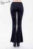 Gothic Flared Velvet Pants: Lace Hollow-Out Black Trousers