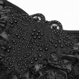Gothic Floral Sheer Black Top / Lace Long Sleeve Fashion