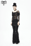 Gothic Floral Sheer Black Top / Lace Long Sleeve Fashion