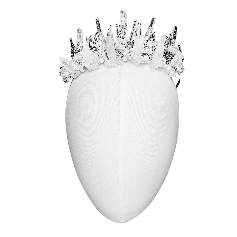 Gothic Frosted Spike Crown with White Crystals