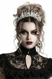 Gothic Frosted Spike Crown with White Crystals