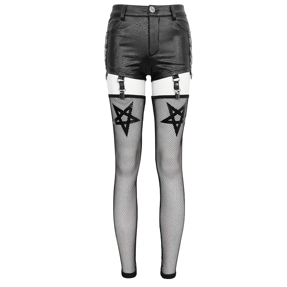 Gothic Garter Belt Shorts with Removable Mesh Socks