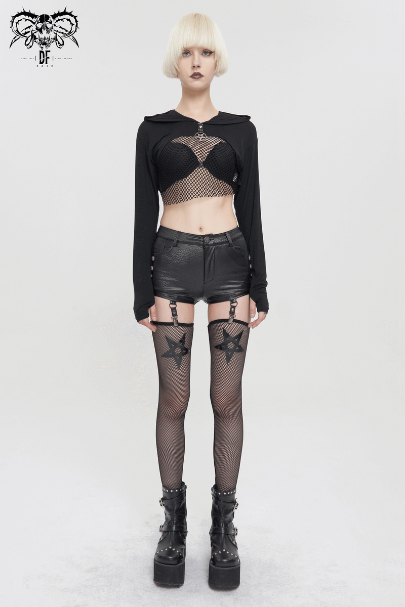 Gothic Garter Belt Shorts with Removable Mesh Socks