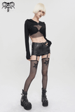 Gothic Garter Belt Shorts with Removable Mesh Socks