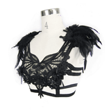 Gothic Guipure Top with Feather / Top with Strapped Back
