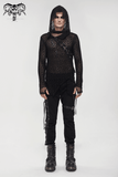 Gothic Hooded Net Top / Lace Mesh Long Sleeve Top for Men