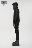 Gothic Hooded Net Top / Lace Mesh Long Sleeve Top for Men