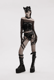 Gothic-inspired Strappy Faux Leather Harness for Women