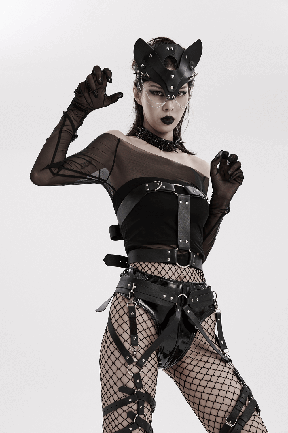 Gothic-inspired Strappy Faux Leather Harness for Women