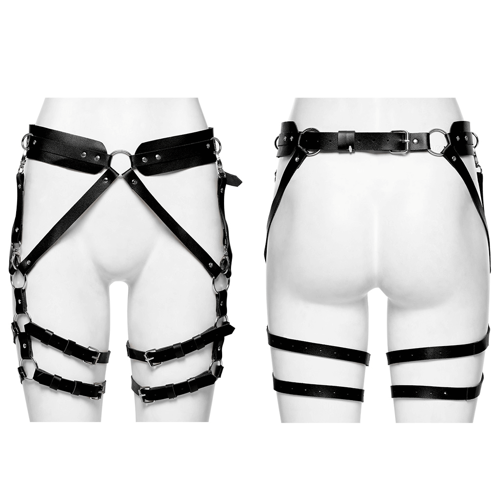 Gothic-inspired Strappy Faux Leather Harness for Women