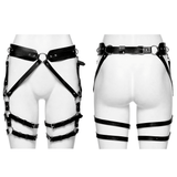 Gothic-inspired Strappy Faux Leather Harness for Women