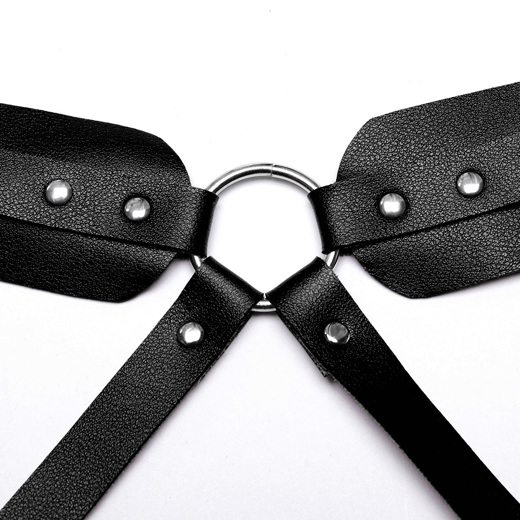 Gothic-inspired Strappy Faux Leather Harness for Women